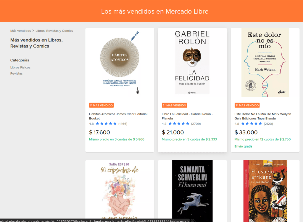 best seller mercado libre