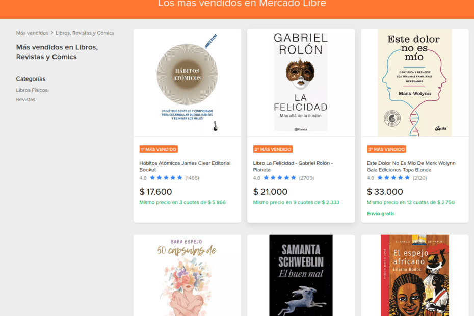 best seller mercado libre